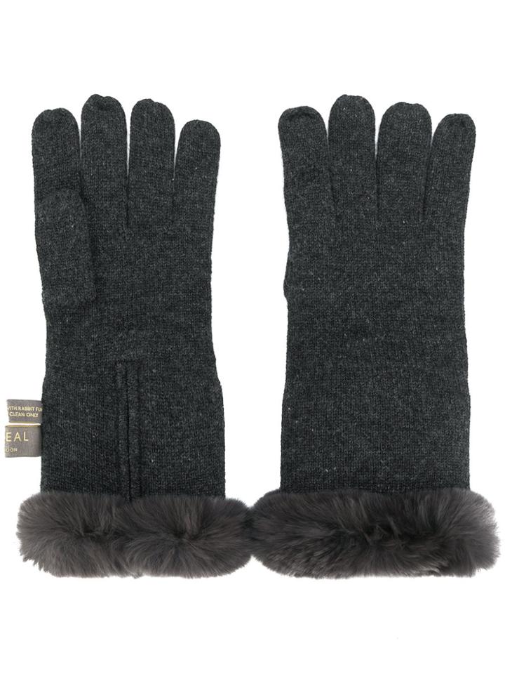 N.peal Fur-trim Gloves - Grey