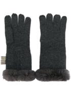 N.peal Fur-trim Gloves - Grey