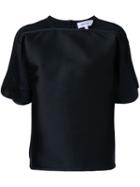 Carven Short Sleeve T-shirt, Women's, Size: 42, Black, Silk/polyester