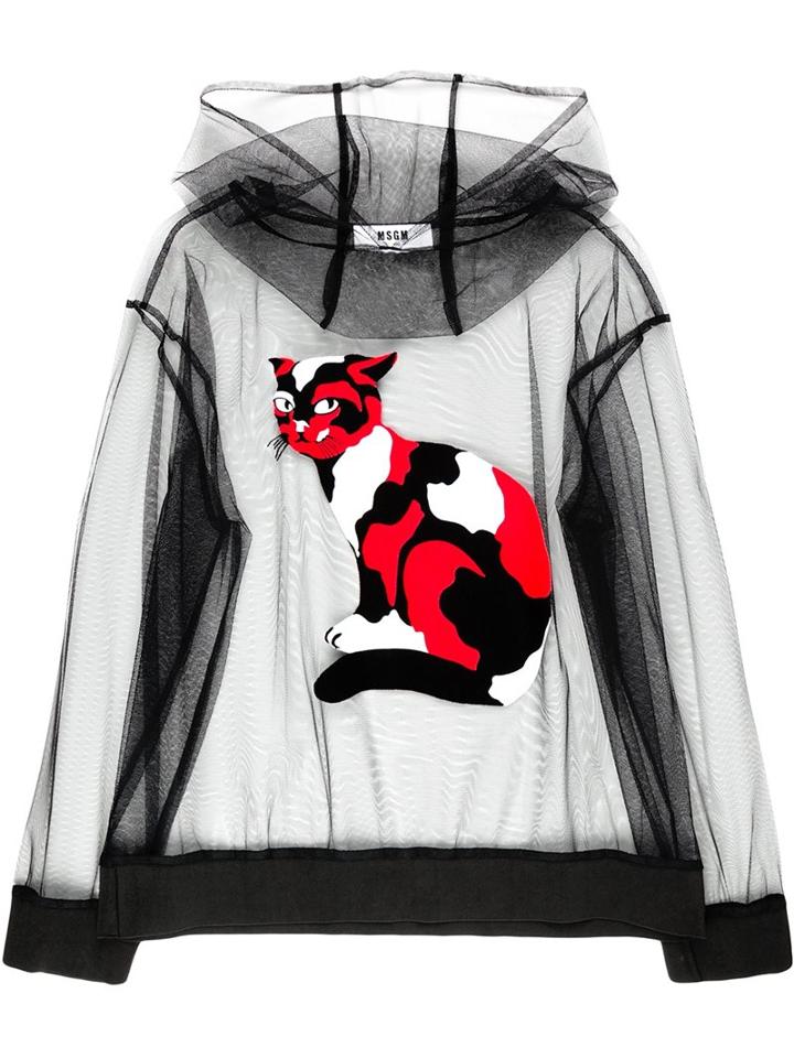 Msgm Cat Applique Hoodie