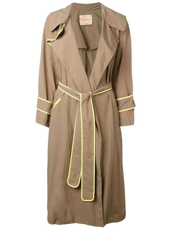 Erika Cavallini Contras Trim Trench Coat, Women's, Size: Large, Nude/neutrals, Polyamide