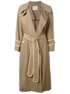 Erika Cavallini Contras Trim Trench Coat, Women's, Size: Large, Nude/neutrals, Polyamide