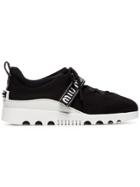 Miu Miu Black Low Top Lace Up Fabric Sneakers
