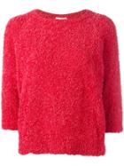 Brunello Cucinelli Three-quarters Sleeve Jumper, Women's, Size: Large, Red, Cotton/polyamide