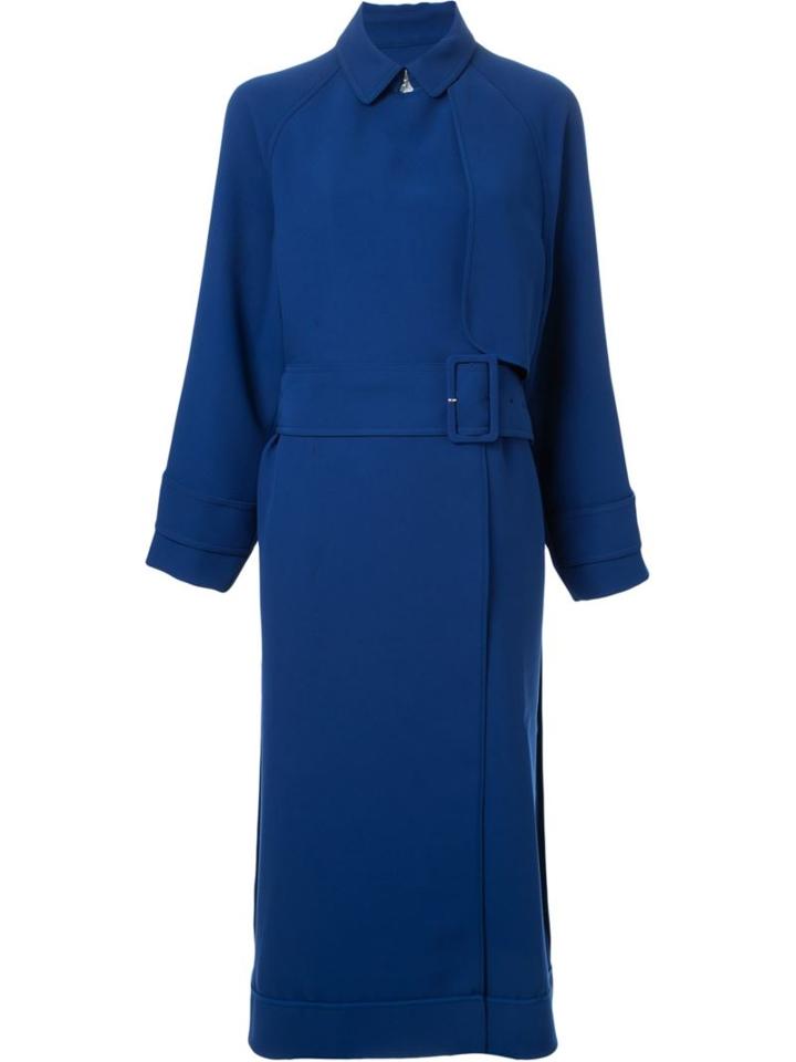 Le Ciel Bleu Piped Trench Coat, Women's, Size: 34, Blue, Polyester/triacetate