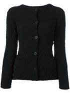 Issey Miyake Cauliflower Textured Button Down Cardigan, Women's, Black, Cotton/polyurethane