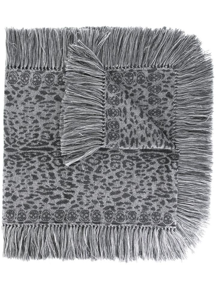 Alexander Mcqueen Leopard Skull Knit Scarf