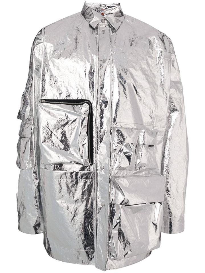 Oamc Oversized Metallic Jacket - Silver