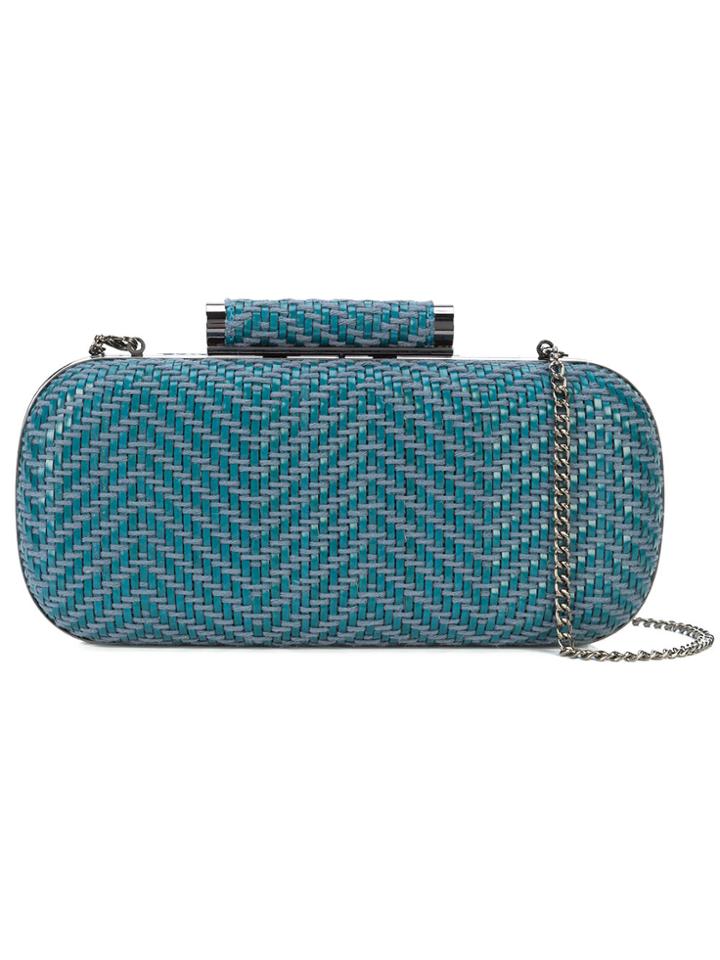 Inge Christopher Small Woven Clutch Bag - Blue