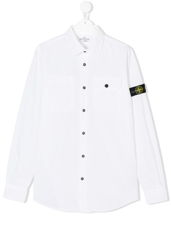 Stone Island Junior - Classic Logo Shirt - Kids - Cotton - 14 Yrs, White