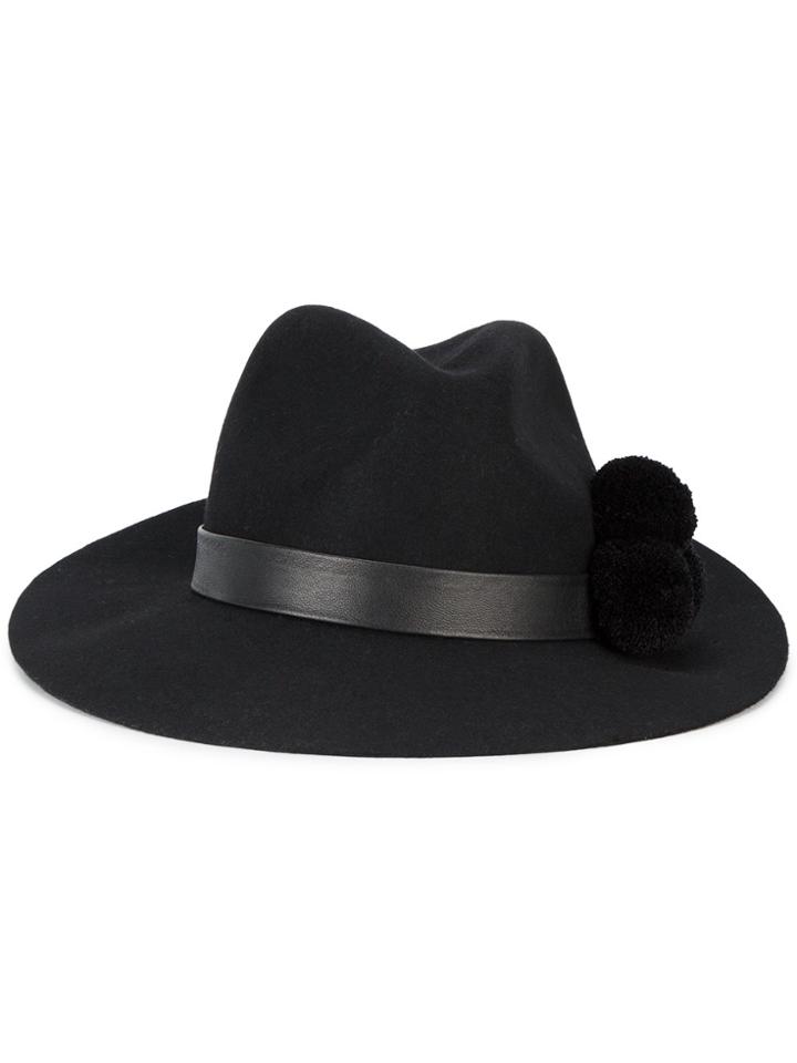 Yosuzi Malise Pom Pom Fedora Hat - Black