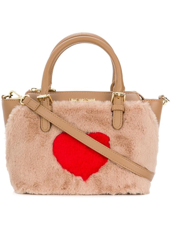 Love Moschino Faux Fur Cross Body Bag - Nude & Neutrals