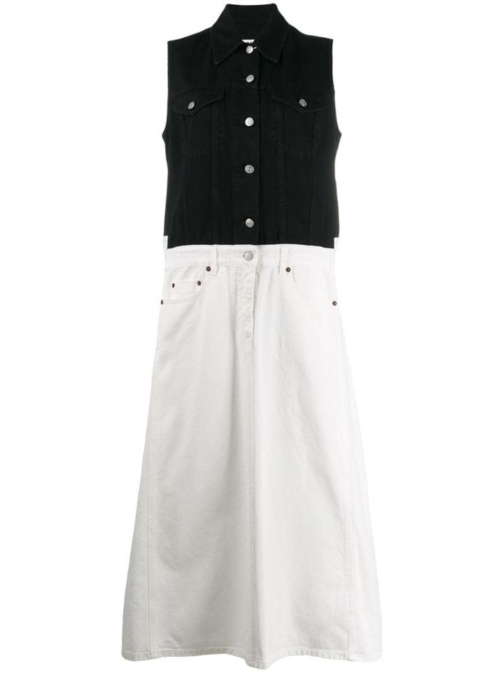 Mm6 Maison Margiela Two Tone Denim Dress - White