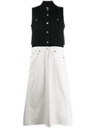 Mm6 Maison Margiela Two Tone Denim Dress - White