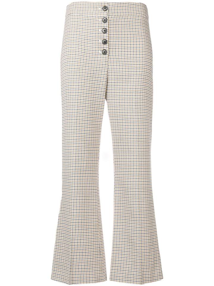 Veronica Beard Checked Cropped Trousers - White