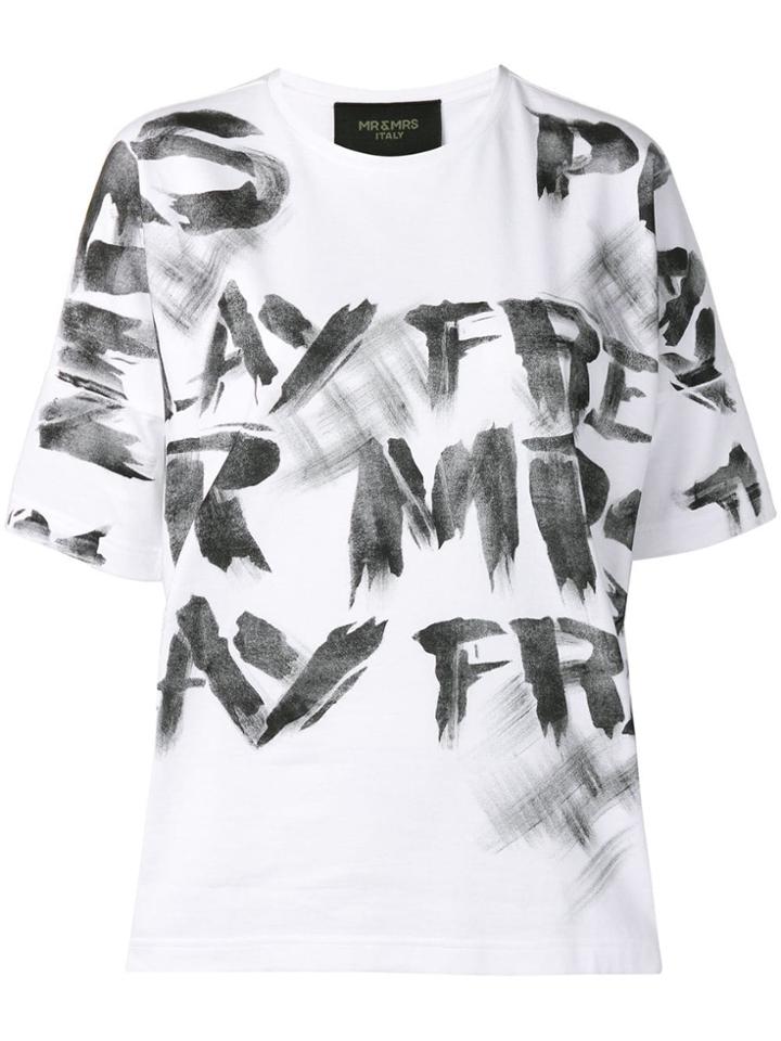 Mr & Mrs Italy Graffiti Print T-shirt - White