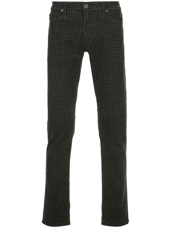 Ag Jeans Tellis Houndstooth Slim-fit Trousers - Black