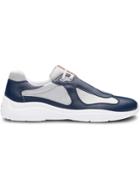 Prada Leather And Technical Fabric Sneakers - F0w4c Baltic Blue+silver