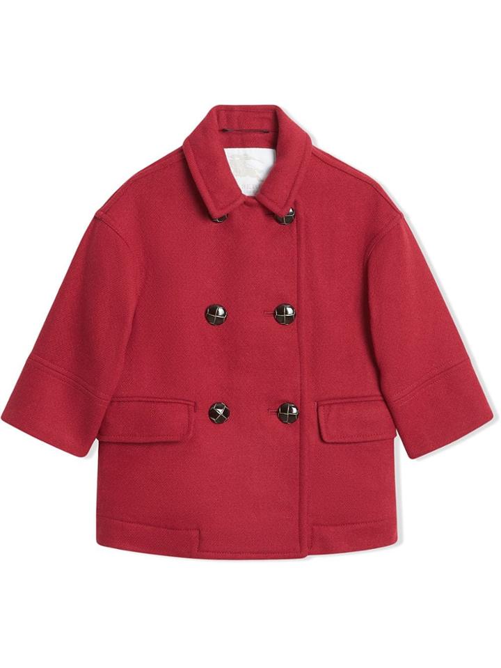 Burberry Kids Teen Double Breasted Peacoat - Red