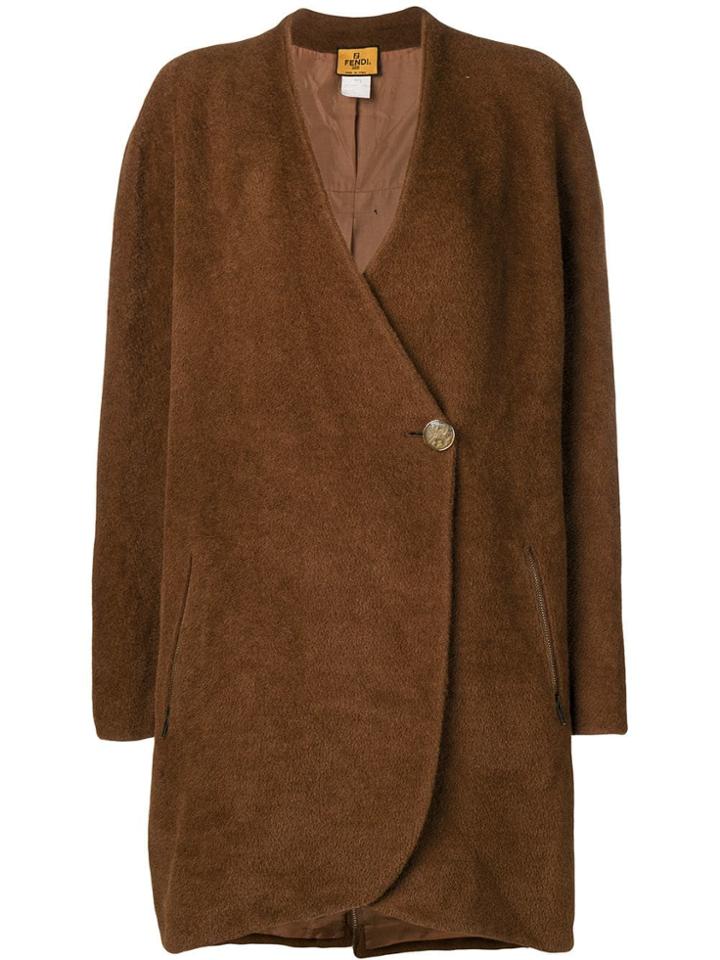 Fendi Vintage Single Button Coat - Brown