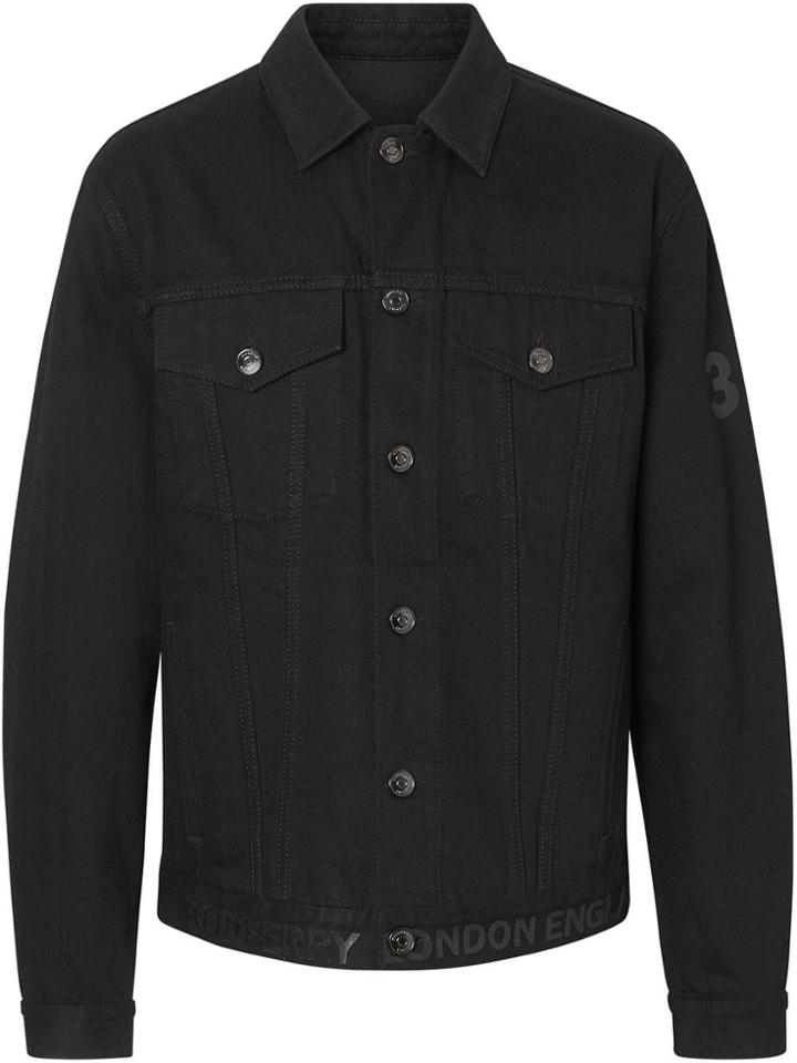 Burberry Logo Print Japanese Denim Jacket - Black