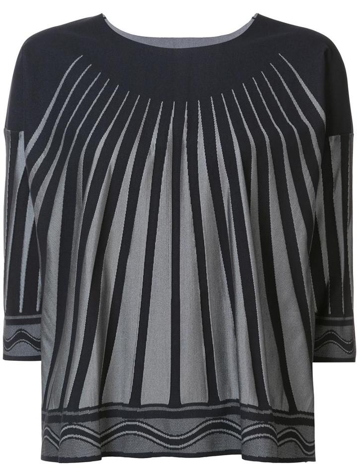 Pleats Please By Issey Miyake Striped Cropped Blouse, Women's, Size: 3, Nylon/polyester/polyurethane