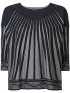 Pleats Please By Issey Miyake Striped Cropped Blouse, Women's, Size: 3, Nylon/polyester/polyurethane