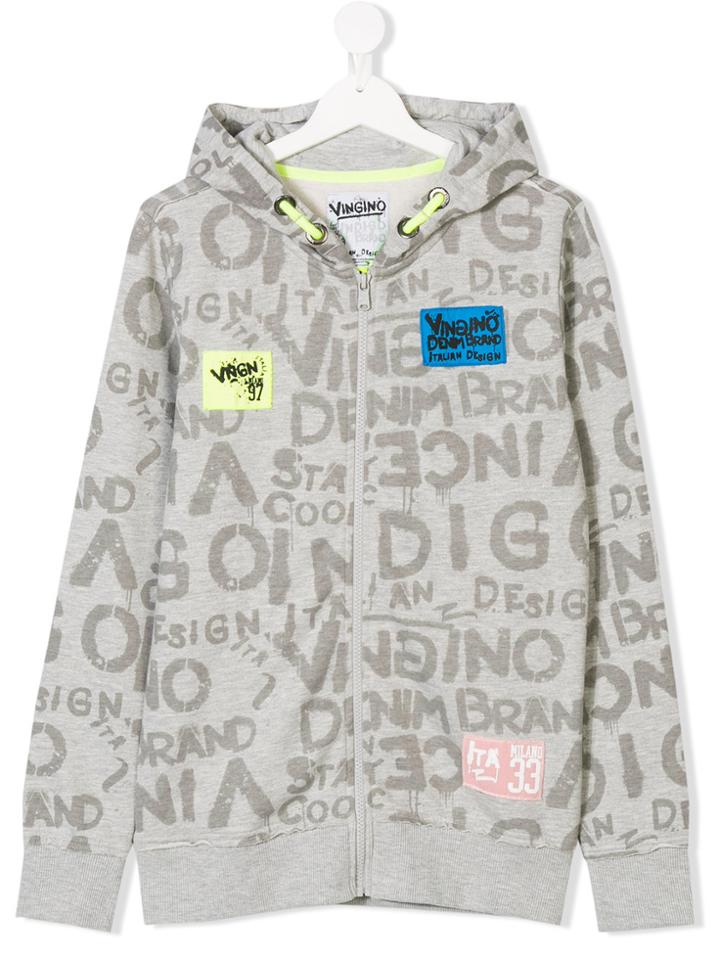Vingino Teen All-over Print Hoodie - Grey