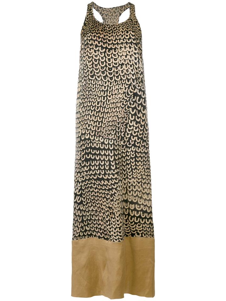 Uma Wang - Contrast Panel Shift Dress - Women - Cupro - M, Black, Cupro