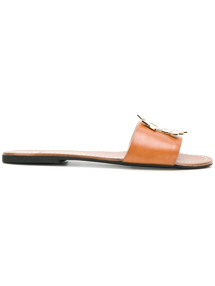No21 Logo Plaque Flat Sandals - Brown