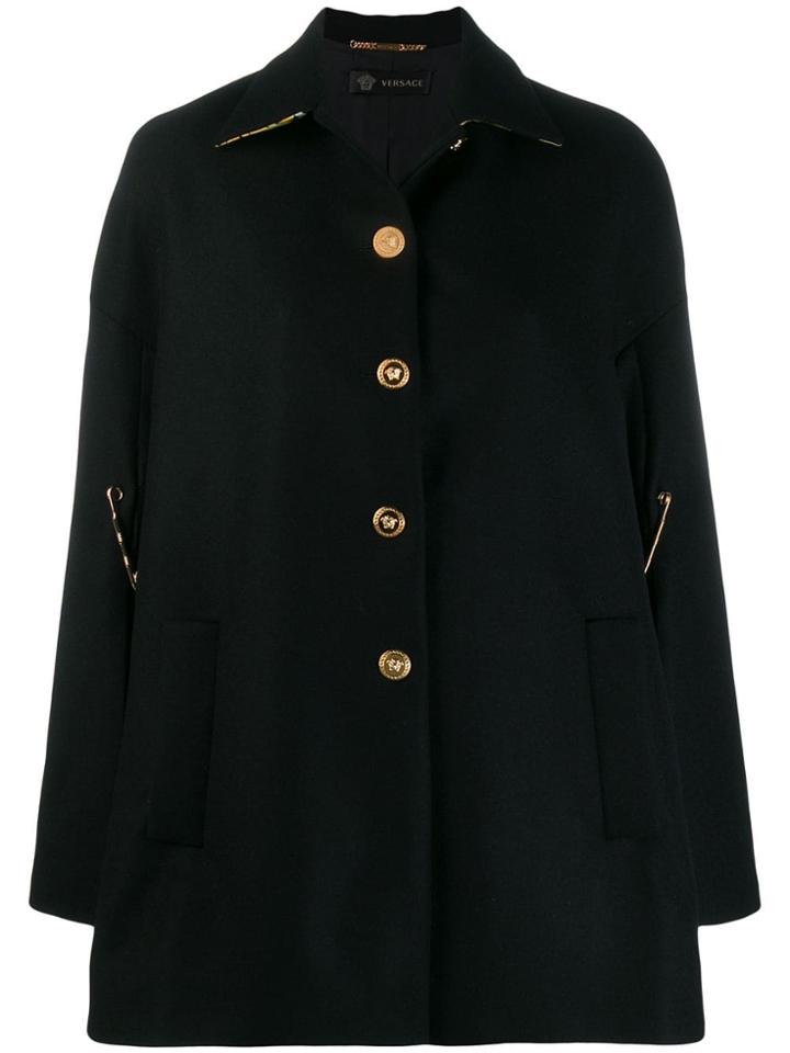 Versace Savage Barocco Print Lined Cape - Black