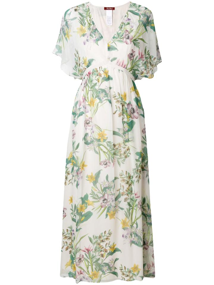 Max Mara Studio Flared Floral Maxi Dress - Green