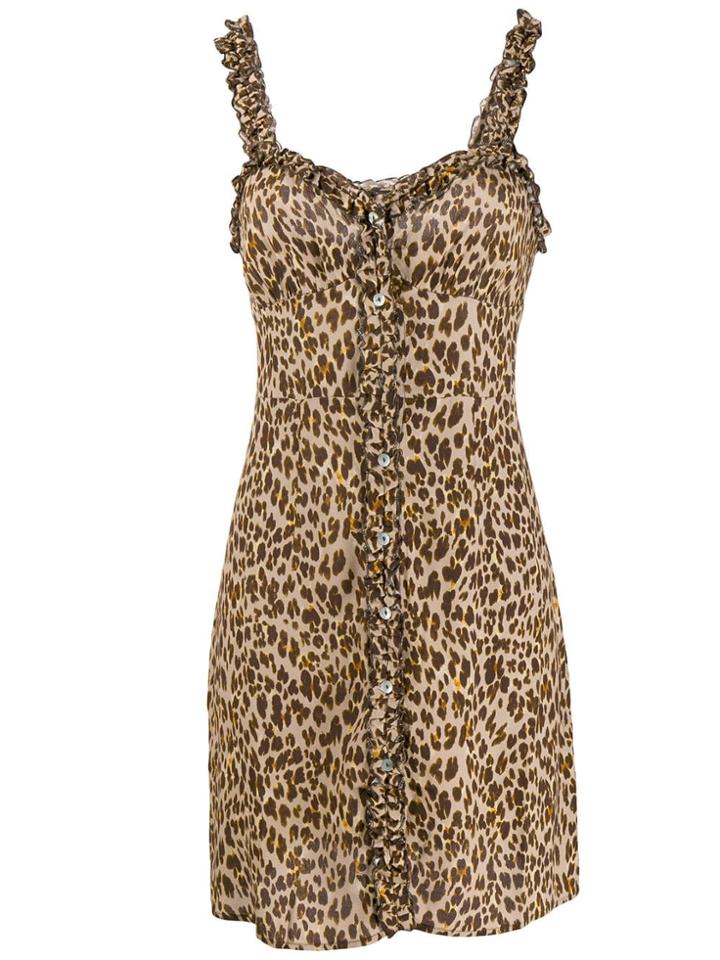 Andamane Leopard Pattern Sleeveless Dress - Brown