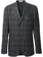 Boglioli Plaid Check Blazer, Men's, Size: 52, Grey, Cashmere/wool