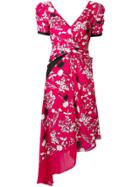 Self-portrait Asymmetric Floral Midi Dress - Pink & Purple