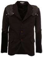 Comme Des Garçons Homme Plus Patchwork Sleeve Blazer, Men's, Size: Large, Black, Cotton/pvc/polyester