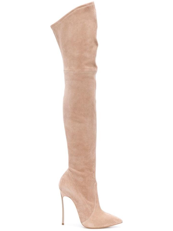 Casadei Stiletto Thigh Length Boots - Neutrals