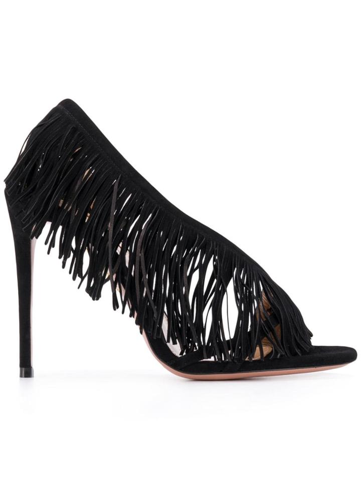 Aquazzura Wild Fringe 105 Sandals - Black