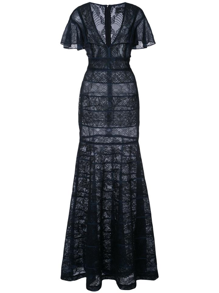 J. Mendel Mixed Lace Gown - Blue
