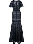 J. Mendel Mixed Lace Gown - Blue