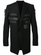 Julius Appliqué Detail Blazer, Men's, Size: 4, Black, Polyurethane/cashmere/wool