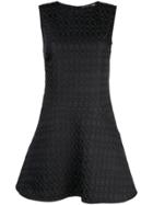 Josie Natori Jacquard Fit And Flare Dress - Black