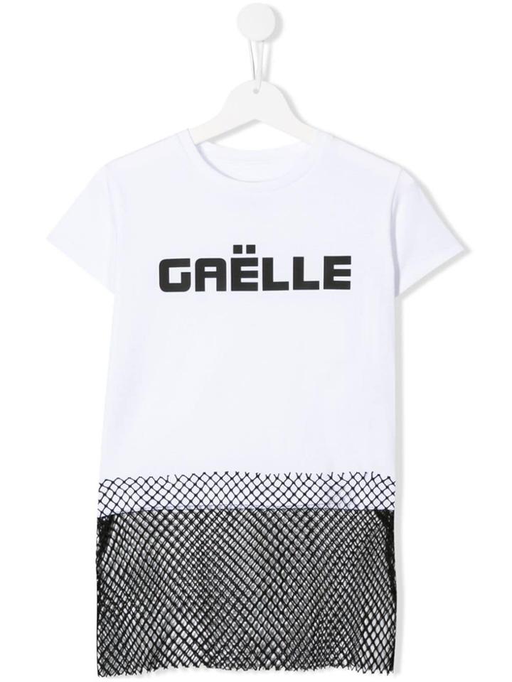 Gaelle Paris Kids Teen Mesh Panel T-shirt - White