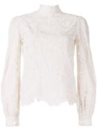Wandering Sheer Lace Embroidered Top - White
