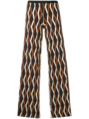 Siyu Geometric Print Straight Trousers - Brown