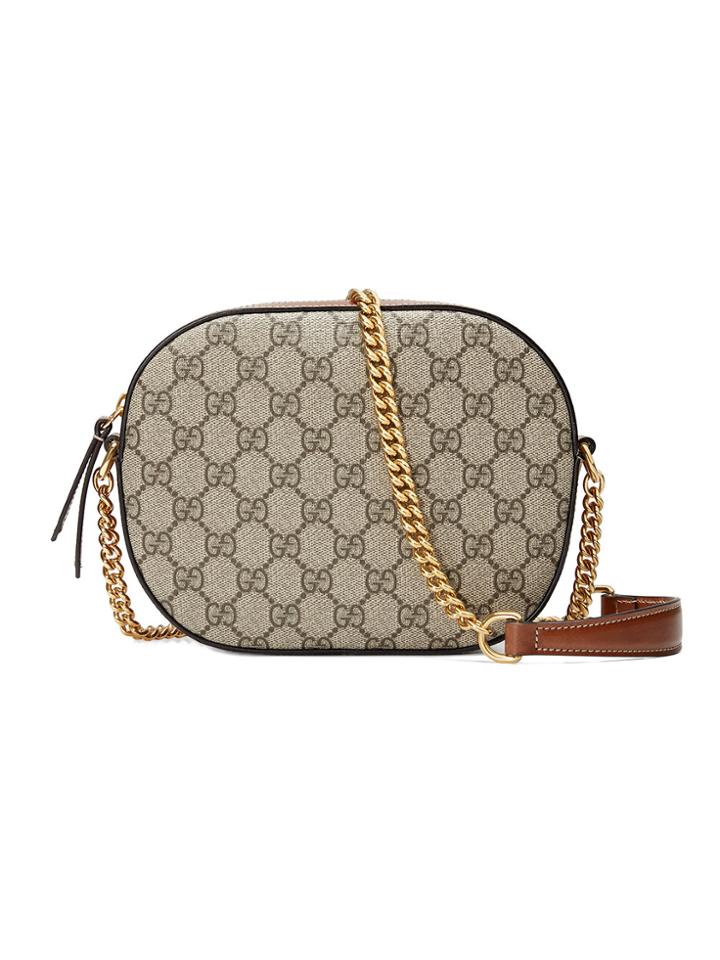 Gucci Gg Supreme Mini Chain Bag - Brown