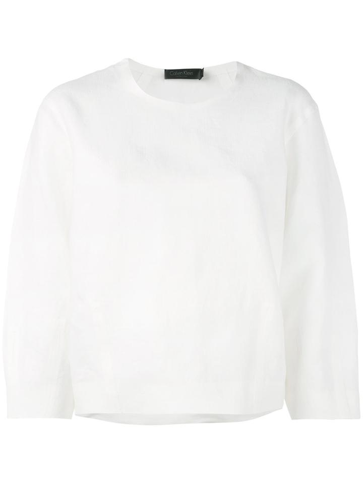 Three-quarters Sleeve T-shirt - Women - Linen/flax - 42, White, Linen/flax, Calvin Klein Collection