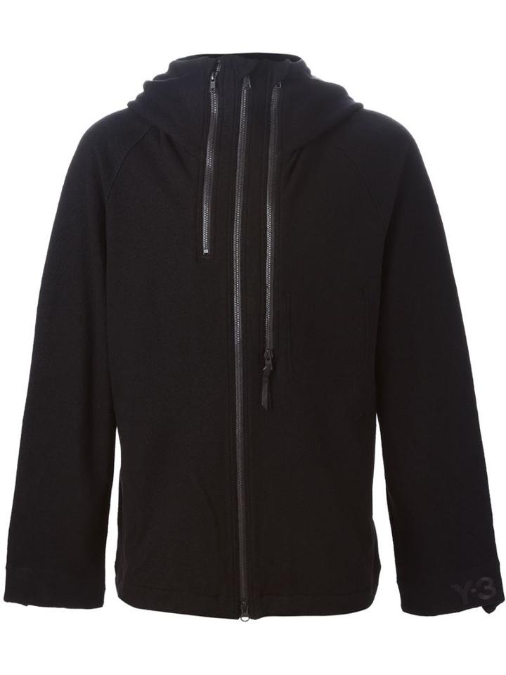 Y-3 Zip Detail Jacket, Men's, Size: Large, Black, Cotton/wool