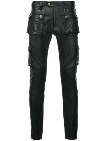 Black Means Skinny-fit Leather Trousers