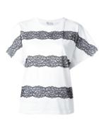 Red Valentino - Lace-up Detailing T-shirt - Women - Cotton/polyamide - Xs, White, Cotton/polyamide